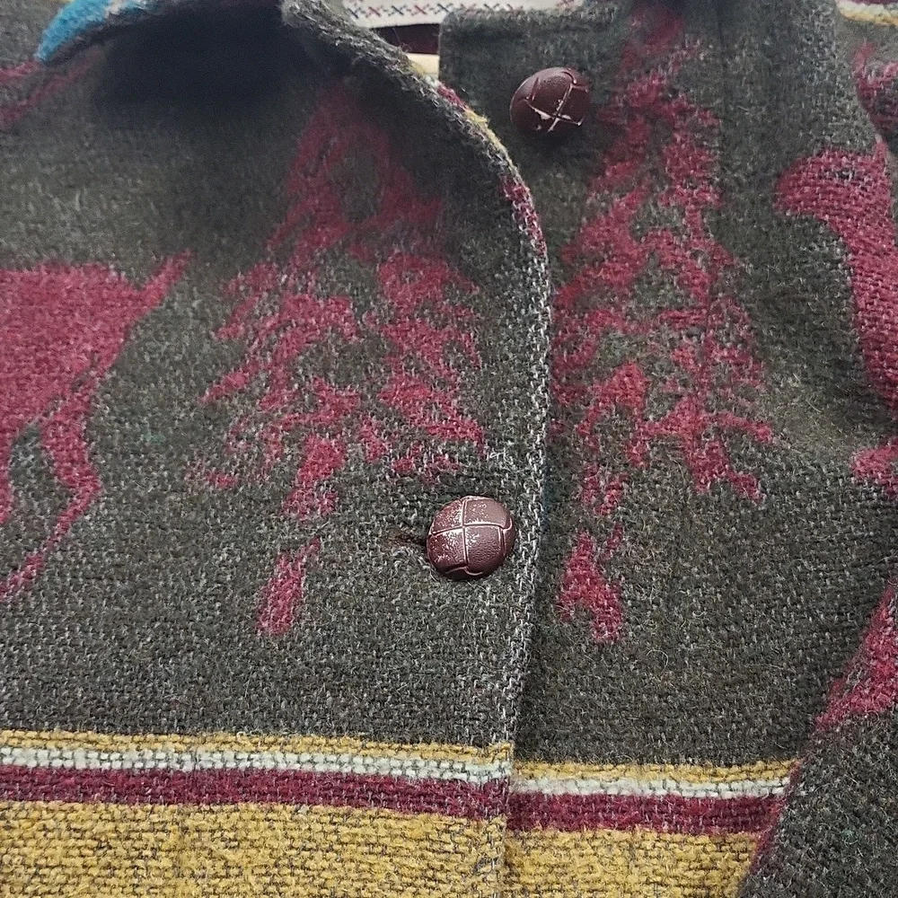 Women's Multicolor Wool Blend Jacket Southwestern Style - Picture 5 of 8